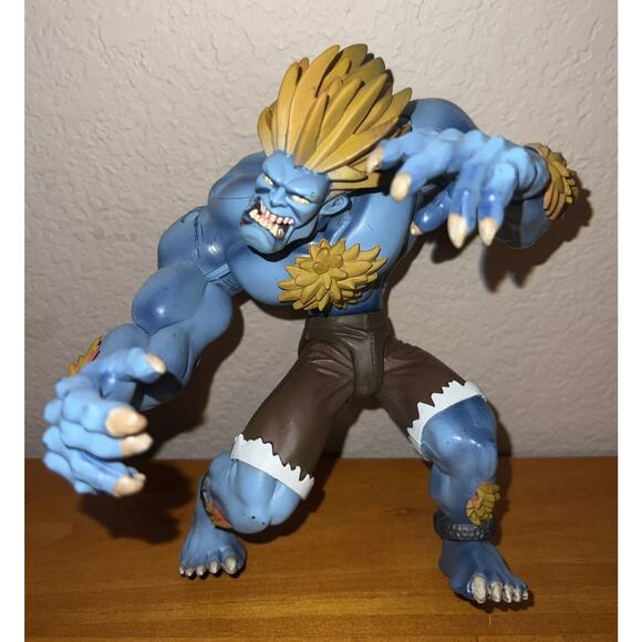 1999 Street Fighter Alpha 3 Blue Blanka Round 1 ReSaurus Action Figure New - Picture 2 of 7
